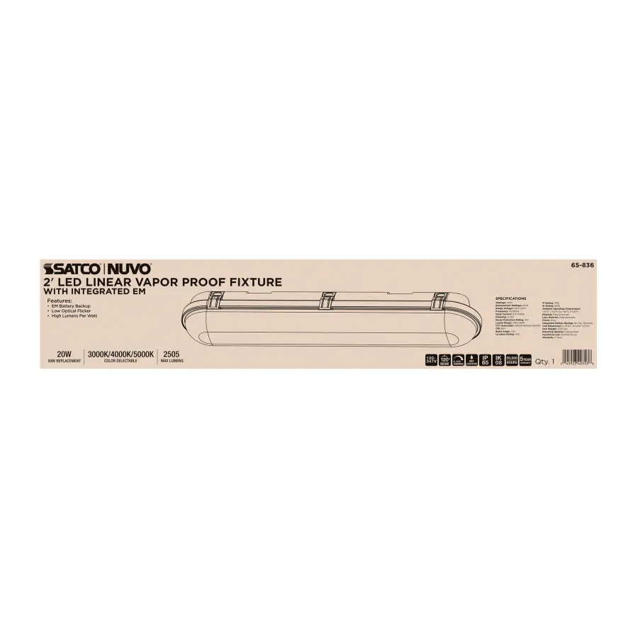 SATCO NUVO 2-Foot LED Vapor Proof Linear Fixture - Image 13