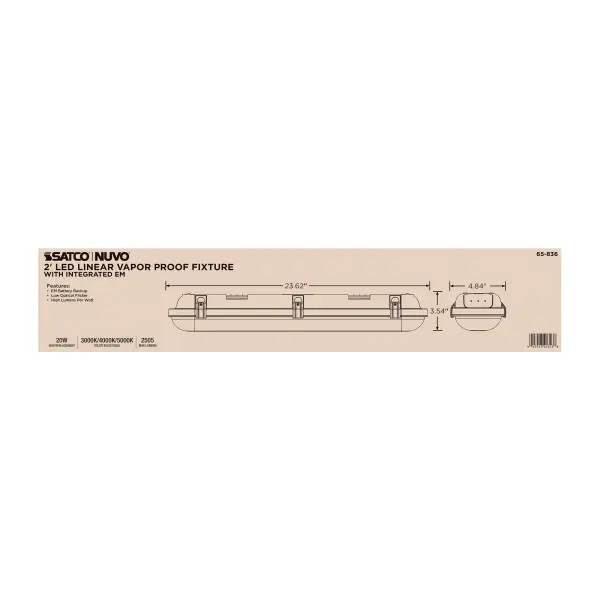 SATCO NUVO 2-Foot LED Vapor Proof Linear Fixture - Image 14