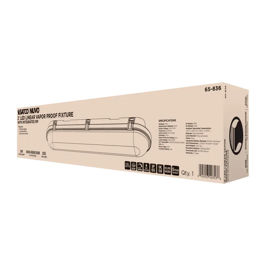 SATCO NUVO 2-Foot LED Vapor Proof Linear Fixture - Image 17