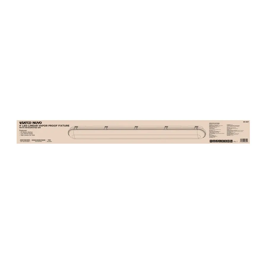 4-Foot LED Vapor Proof Linear Fixture - Image 13