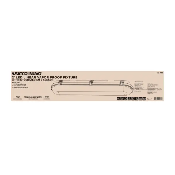 2-Foot LED Vapor Proof Fixture with Emergency Battery & Motion Sensor - Image 13