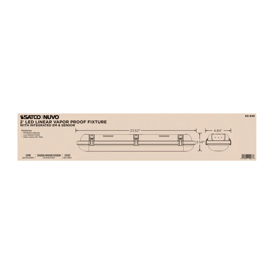 2-Foot LED Vapor Proof Fixture with Emergency Battery & Motion Sensor - Image 14