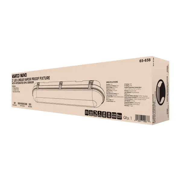 2-Foot LED Vapor Proof Fixture with Emergency Battery & Motion Sensor - Image 17