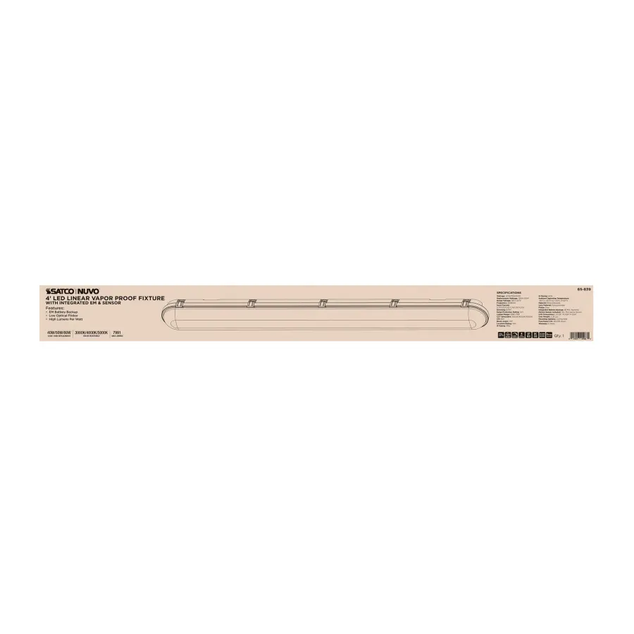 4-Foot LED Vapor Proof Fixture with Emergency Battery & Motion Sensor - Image 13