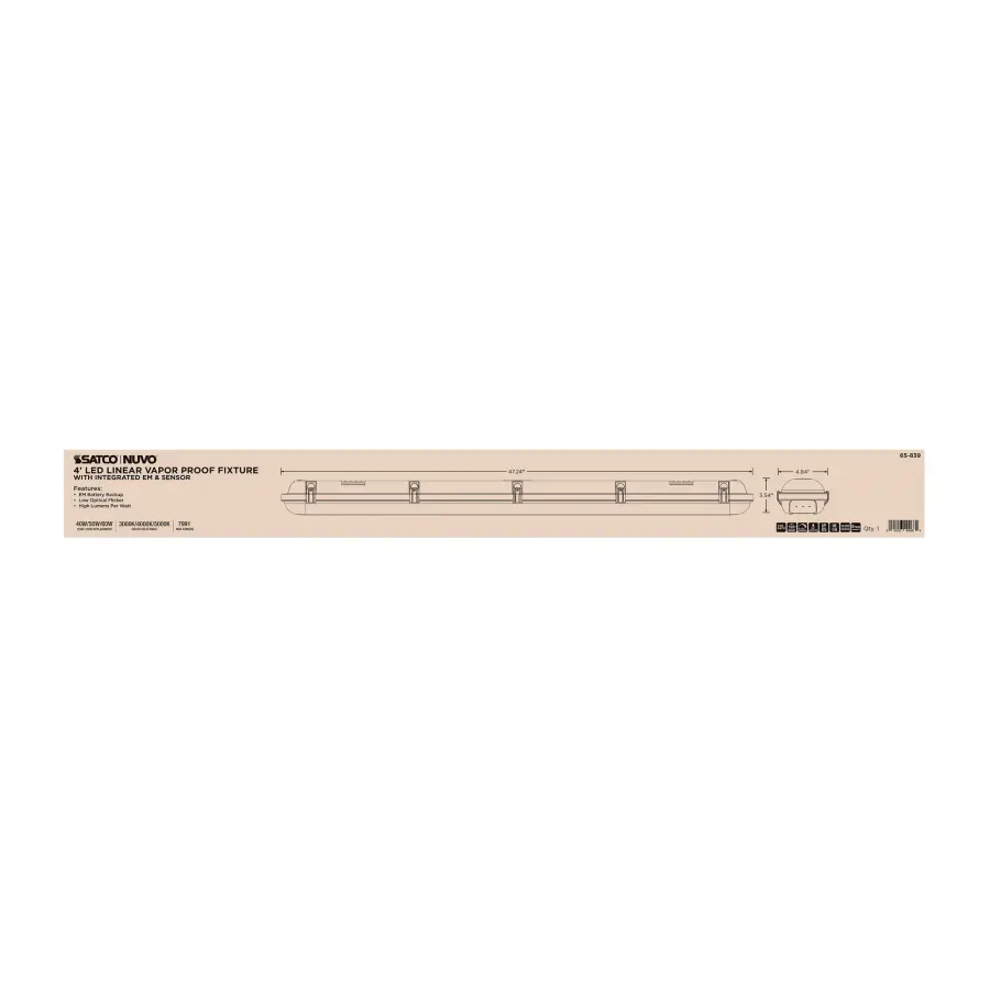 4-Foot LED Vapor Proof Fixture with Emergency Battery & Motion Sensor - Image 14