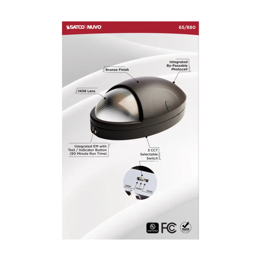 Oval Small Emergency LED Wall Pack with Photocell - Image 14