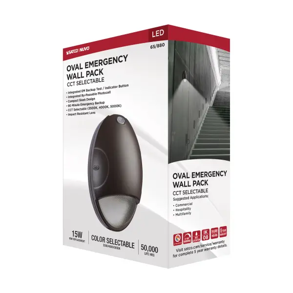 Oval Small Emergency LED Wall Pack with Photocell - Image 17