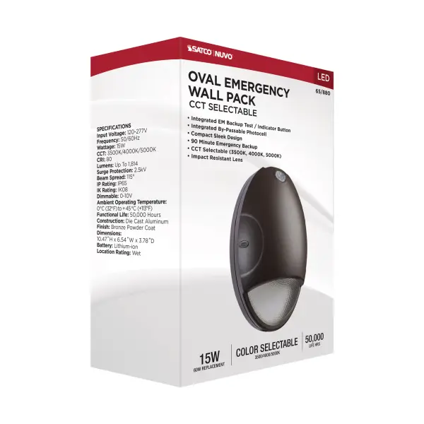 Oval Small Emergency LED Wall Pack with Photocell - Image 18