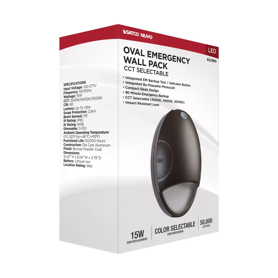 Oval Small Emergency LED Wall Pack with Photocell - Image 18