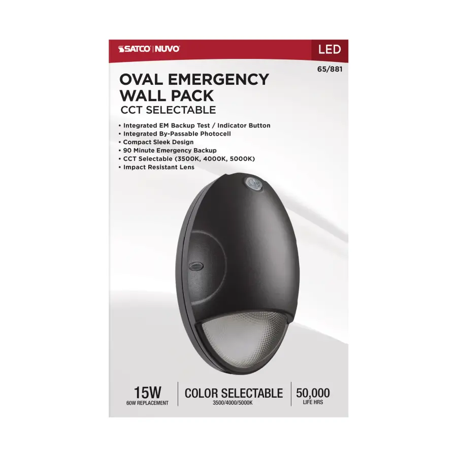 Oval Small Emergency LED Wall Pack with Photocell - Image 13