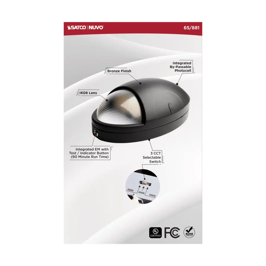Oval Small Emergency LED Wall Pack with Photocell - Image 14