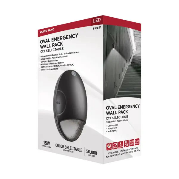 Oval Small Emergency LED Wall Pack with Photocell - Image 17