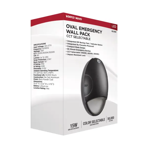 Oval Small Emergency LED Wall Pack with Photocell - Image 18