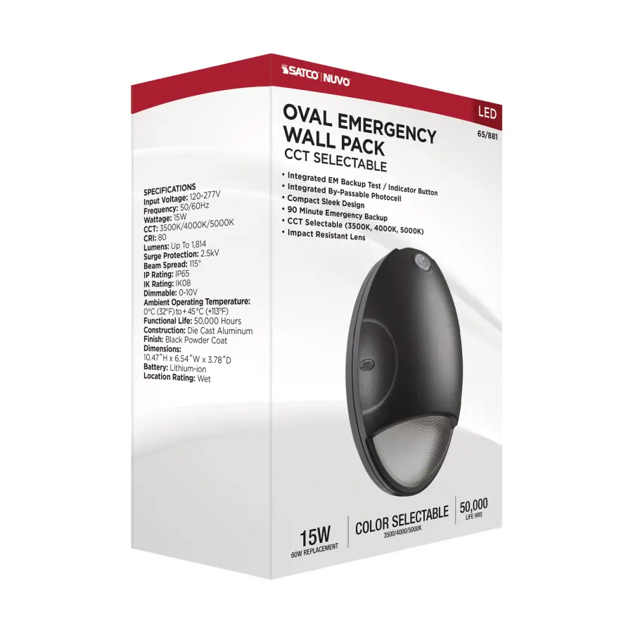 Oval Small Emergency LED Wall Pack with Photocell - Image 18