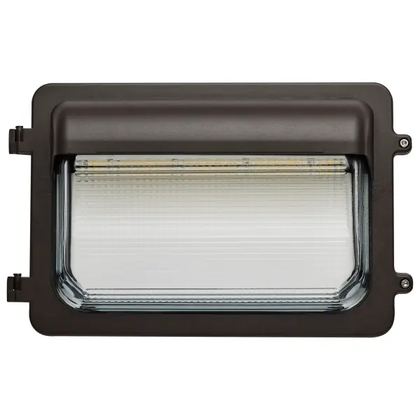 This durable wall pack offers exceptional flexibility with selectable wattage (30/45/60W) and color temperature (3K/4K/5K), making it ideal for various outdoor commercial and residential applications. Features vandal-resistant glass and integrated photocell. - alternate view