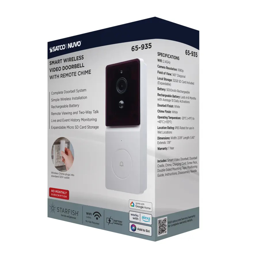 Starfish Smart Doorbell Security Camera with Chime - Image 16