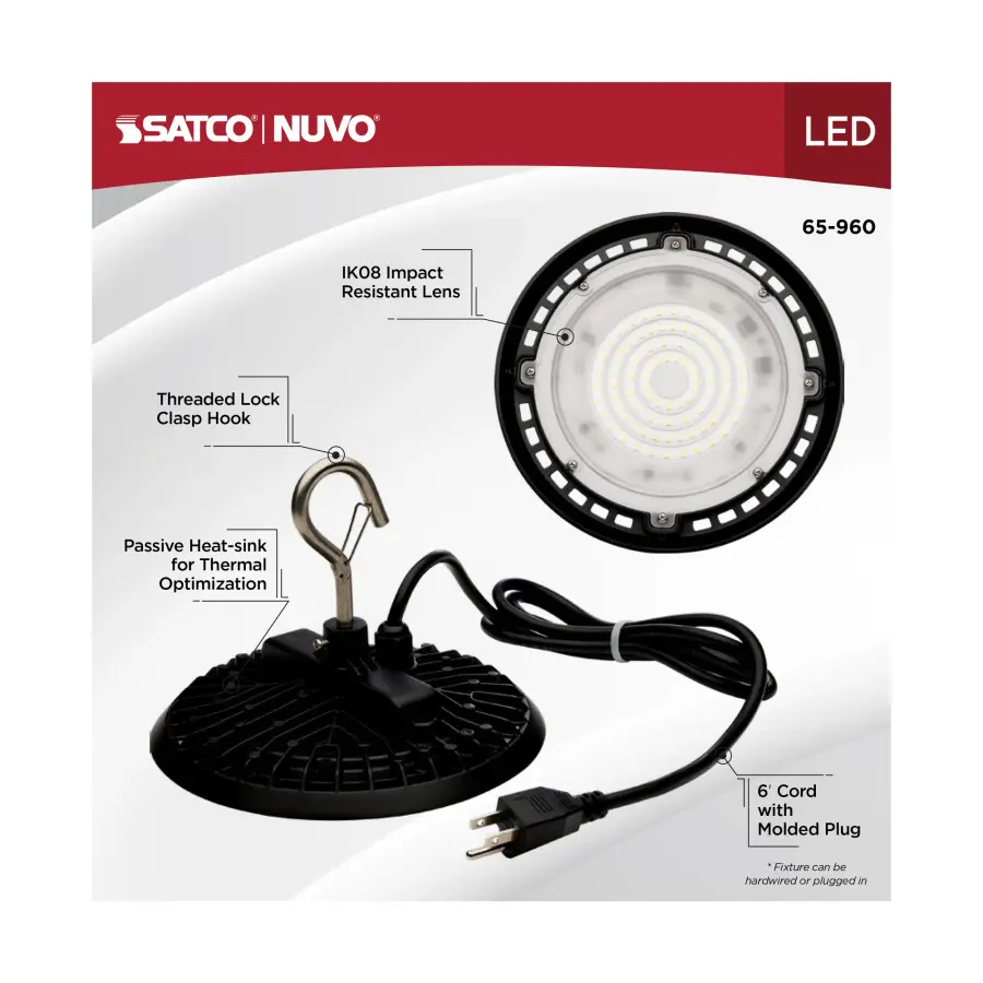 Hi-Pro LED Shop Light - 60W, 8" Diameter, Black - Image 13