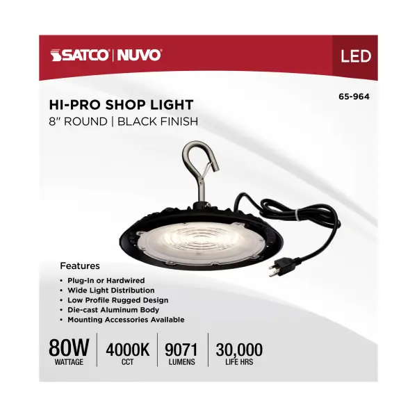 Hi-Pro 80W LED Shop Light - 8" Black - Image 12