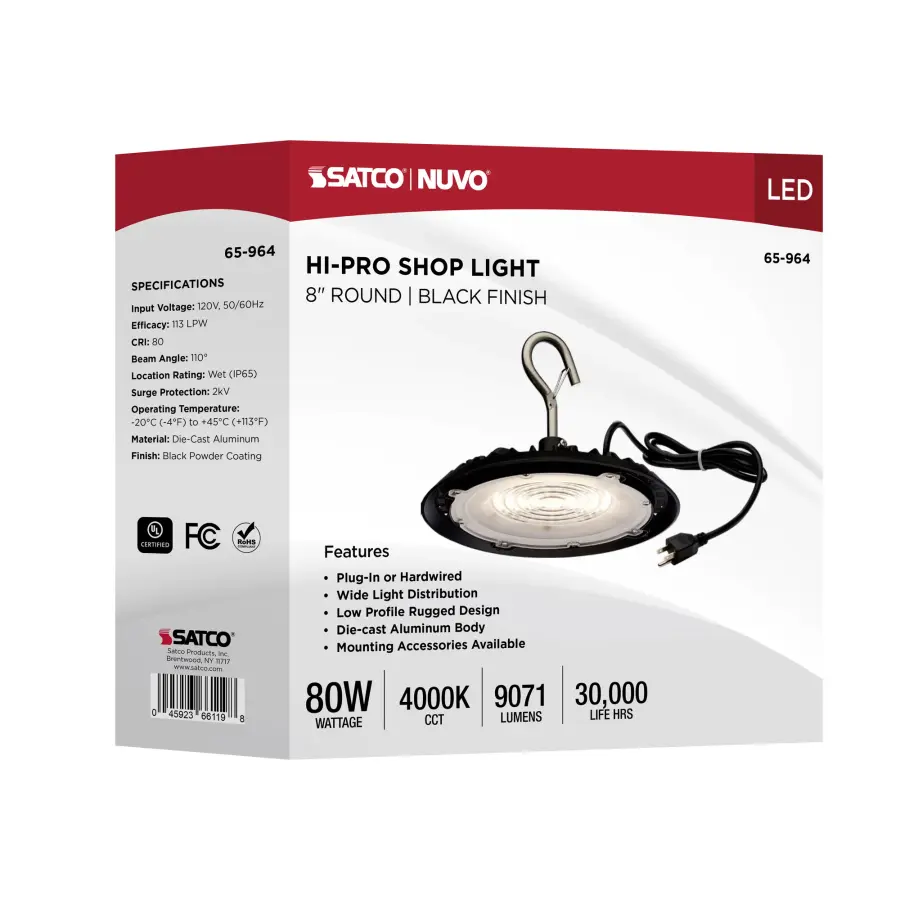 Hi-Pro 80W LED Shop Light - 8" Black - Image 17