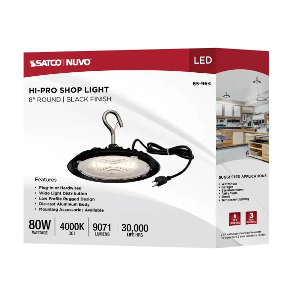 Hi-Pro 80W LED Shop Light - 8" Black - Image 18