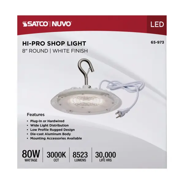 80W Hi-Pro LED Shop Light - 8" - 3000K Warm White - Image 12