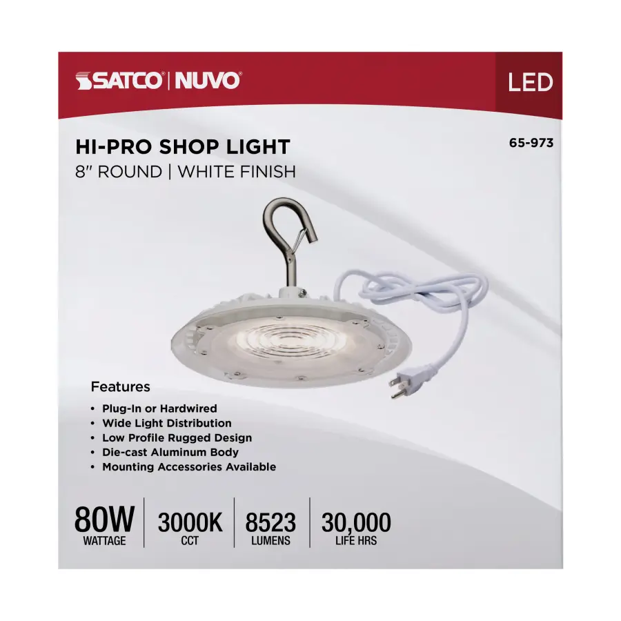80W Hi-Pro LED Shop Light - 8" - 3000K Warm White - Image 12