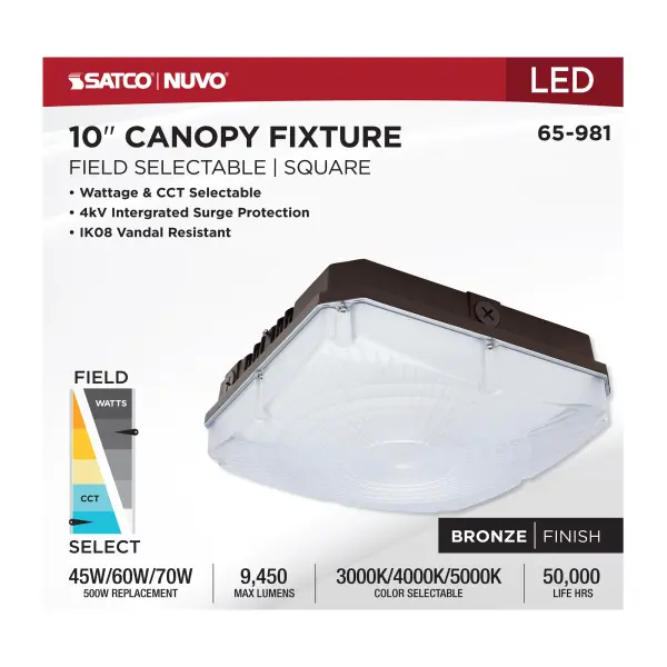 10" LED Field Selectable Canopy Fixture - Image 9
