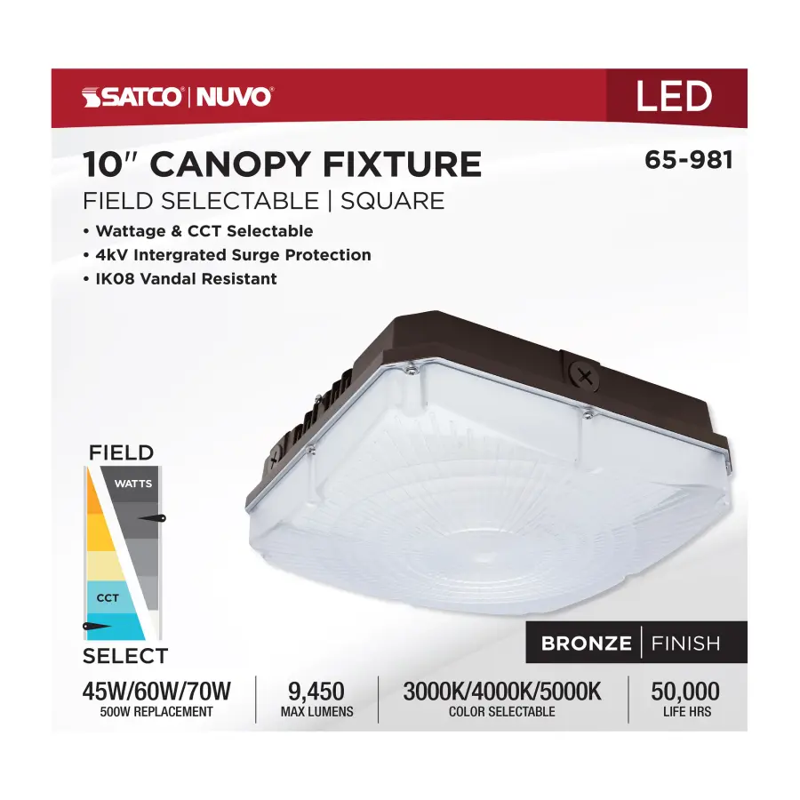 10" LED Field Selectable Canopy Fixture - Image 9