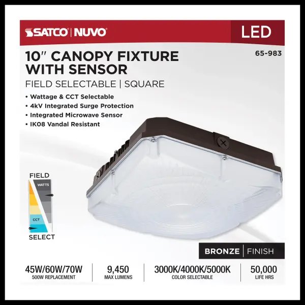 10" LED Canopy Fixture with Motion Sensor - Image 9