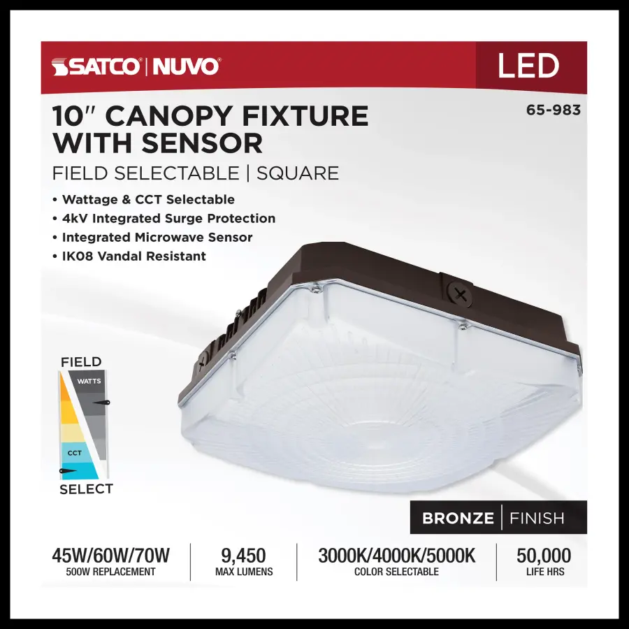 10" LED Canopy Fixture with Motion Sensor - Image 9