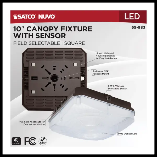 10" LED Canopy Fixture with Motion Sensor - Image 10