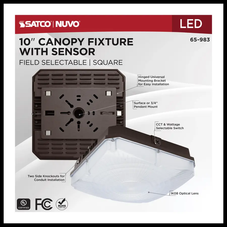 10" LED Canopy Fixture with Motion Sensor - Image 10