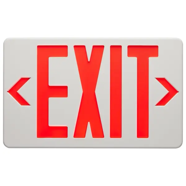 This versatile exit sign combines energy-efficient LED technology with essential safety features. Universal mounting options and dual-voltage capability make installation flexible, while the 90-minute battery backup ensures compliance with OSHA and NFPA standards. - alternate view