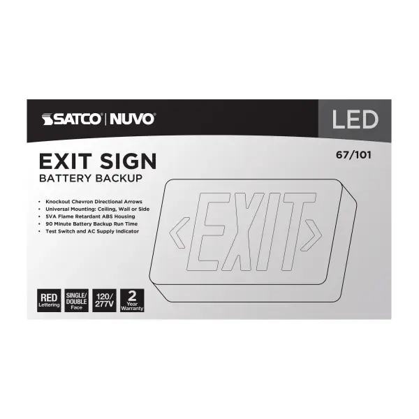 Red LED Exit Sign with 90-Minute Battery Backup - Image 3