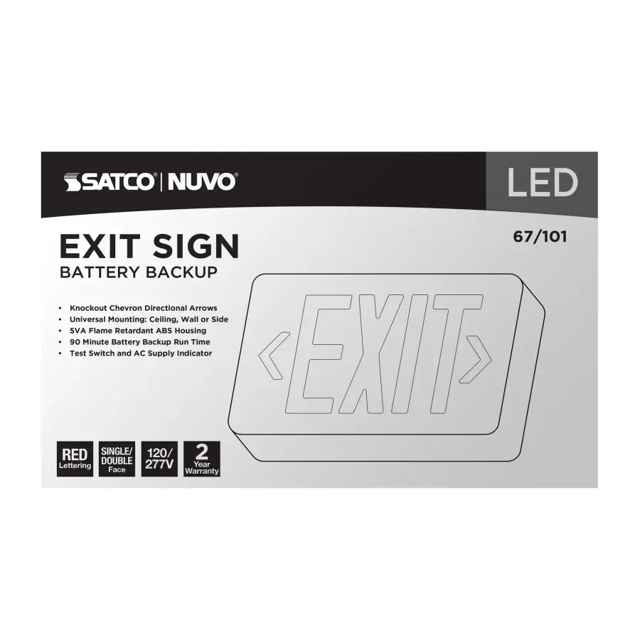 Red LED Exit Sign with 90-Minute Battery Backup - Image 3