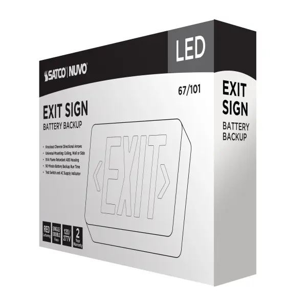 Red LED Exit Sign with 90-Minute Battery Backup - Image 7