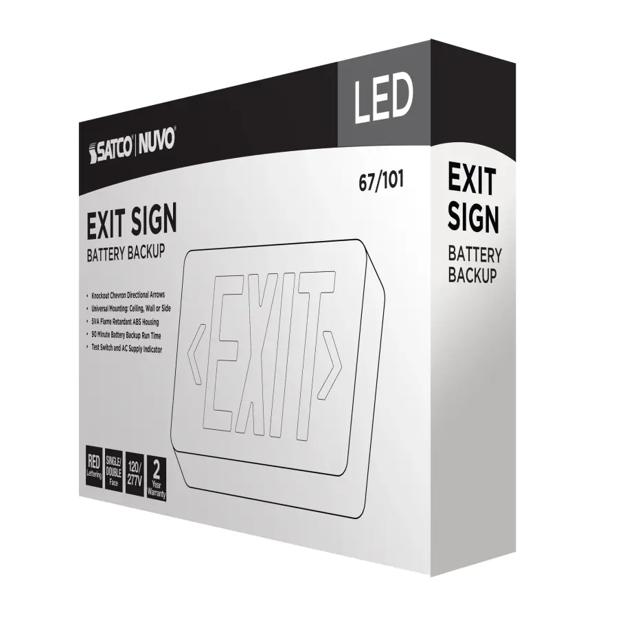 Red LED Exit Sign with 90-Minute Battery Backup - Image 7