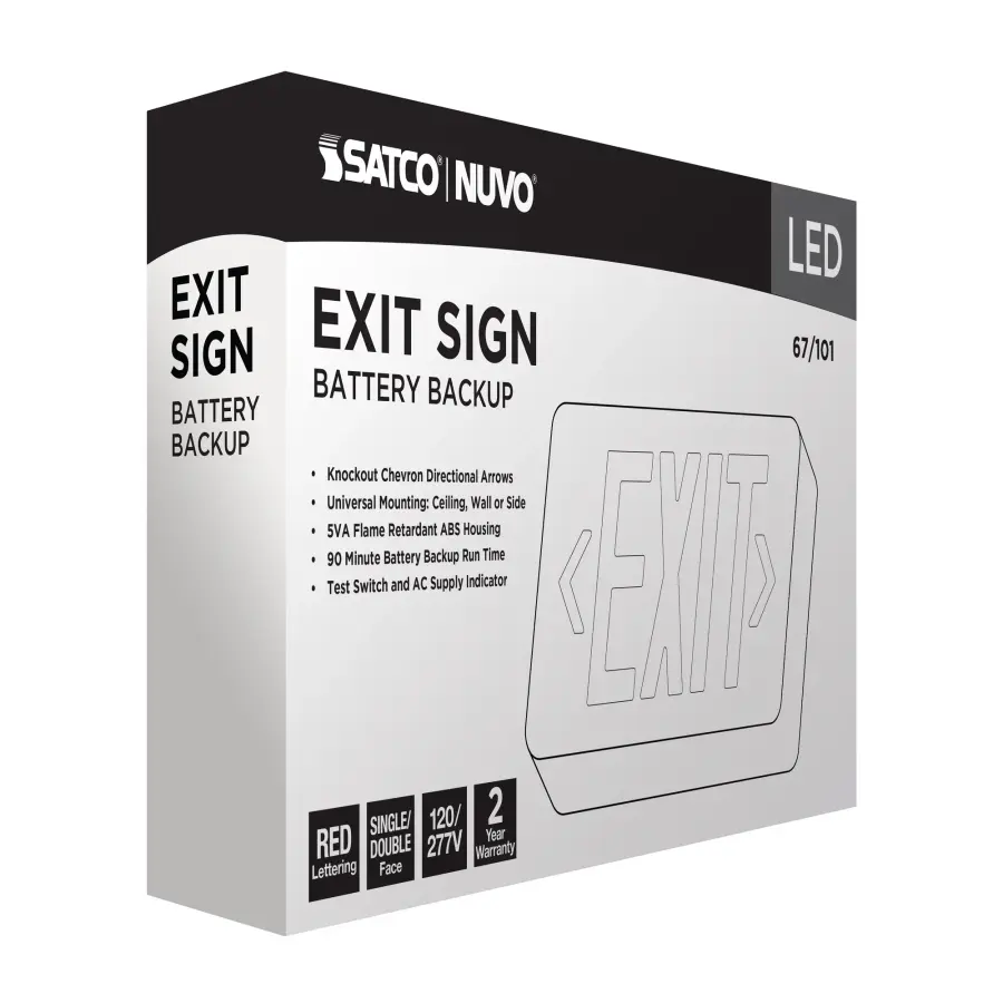 Red LED Exit Sign with 90-Minute Battery Backup - Image 8