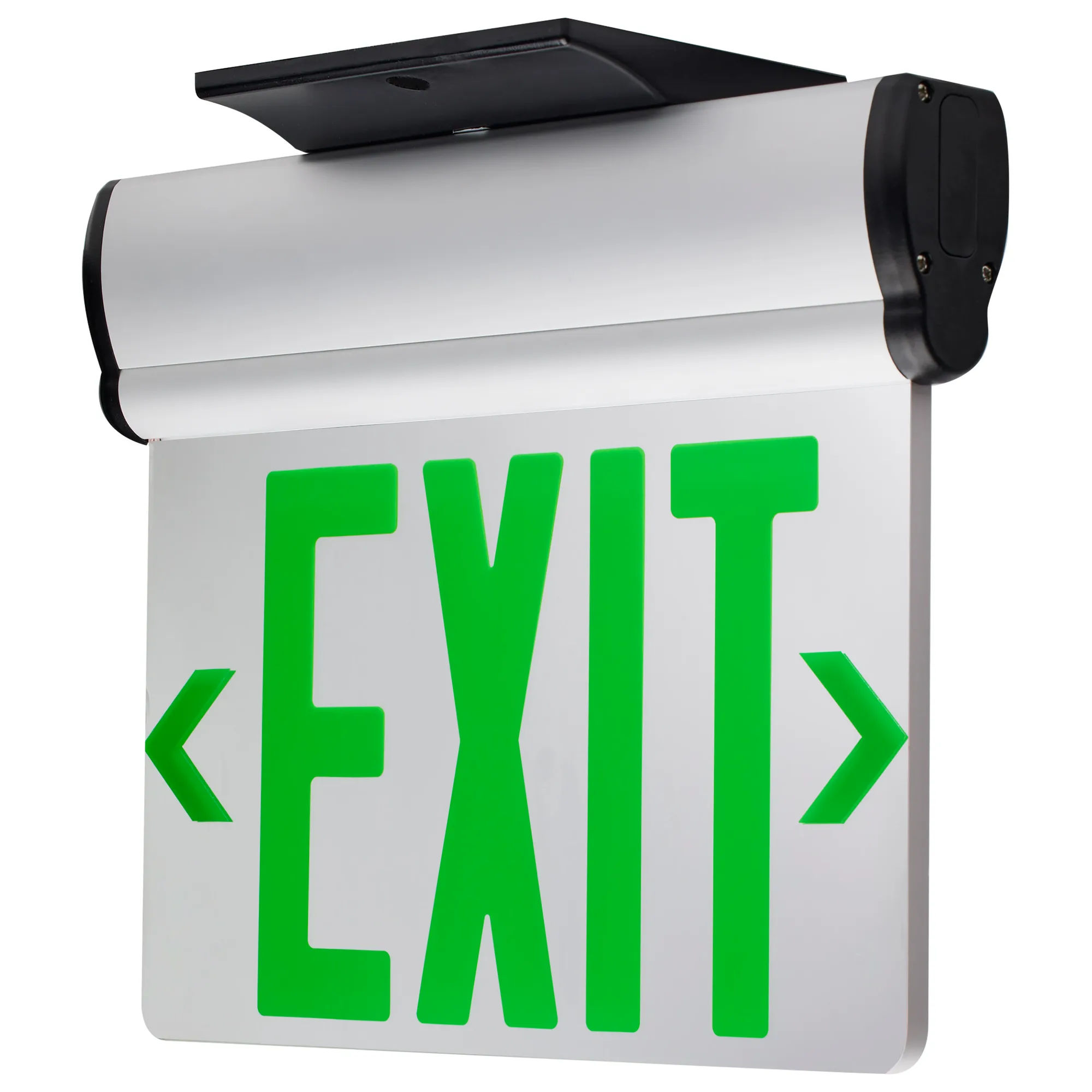 Green LED Edge-Lit Exit Sign with Battery Backup