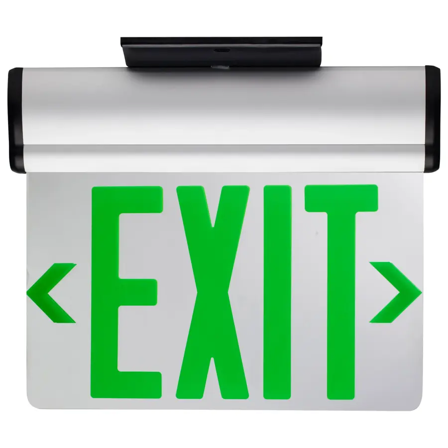 Green LED Edge-Lit Exit Sign with Battery Backup - Image 2