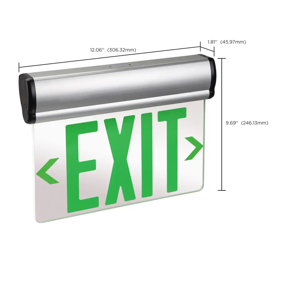Green LED Edge-Lit Exit Sign with Battery Backup - Image 11