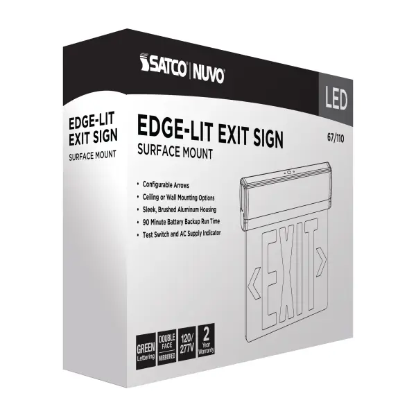 Green LED Edge-Lit Exit Sign with Battery Backup - Image 10