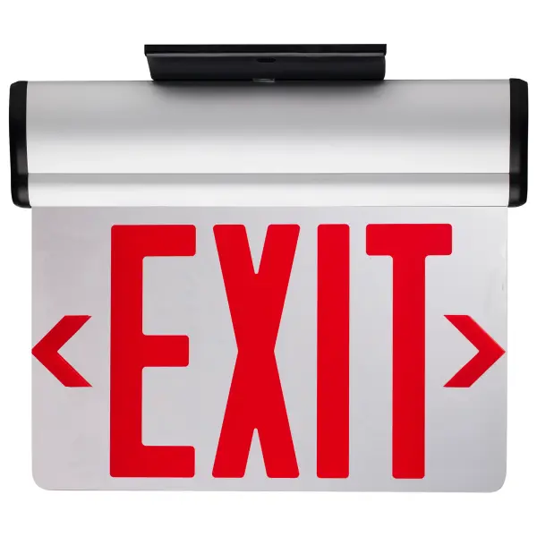 Red Mirror Edge-Lit LED Exit Sign with Battery Backup - Image 2