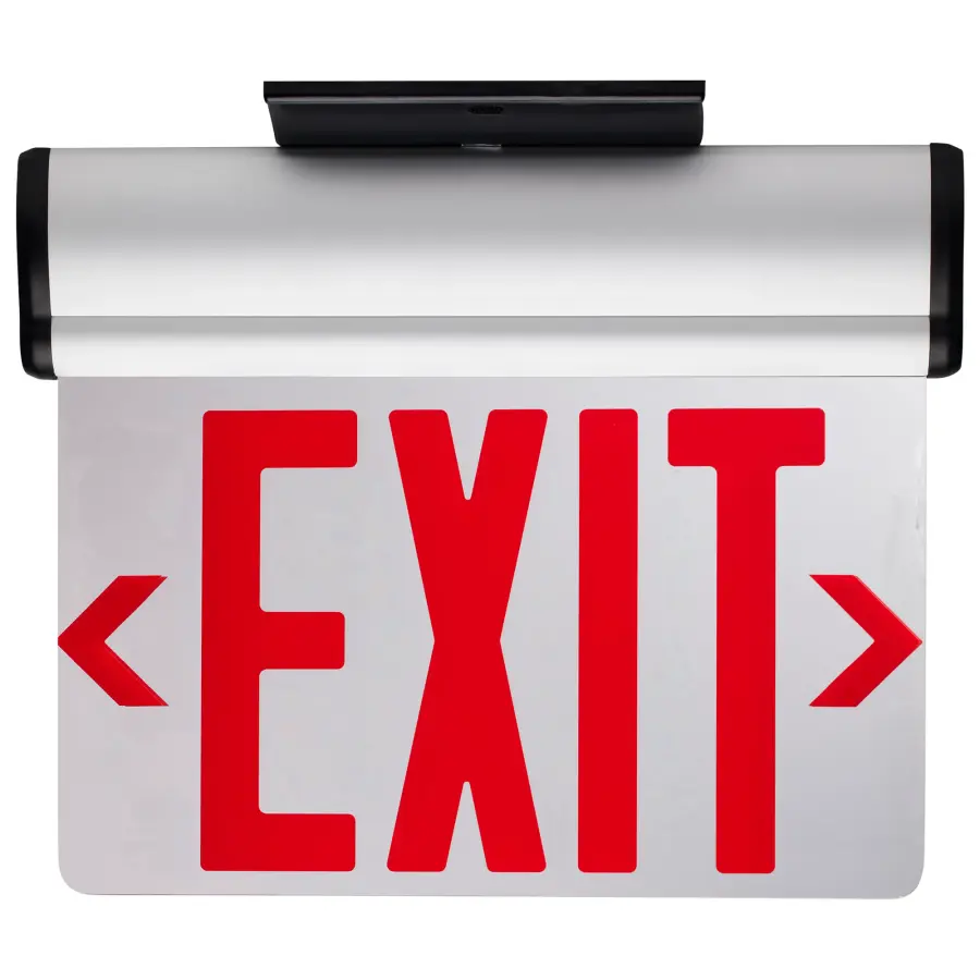 Red Mirror Edge-Lit LED Exit Sign with Battery Backup - Image 2