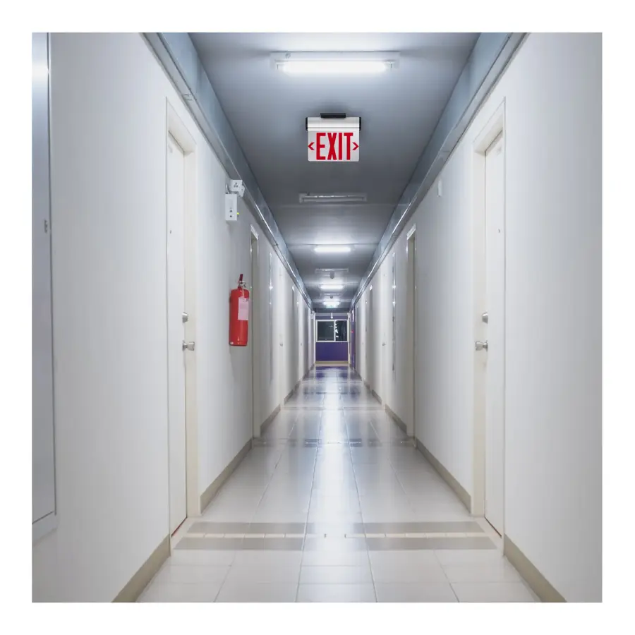 Red Mirror Edge-Lit LED Exit Sign with Battery Backup - Image 12