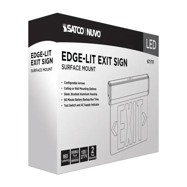 Red Mirror Edge-Lit LED Exit Sign with Battery Backup - Image 10