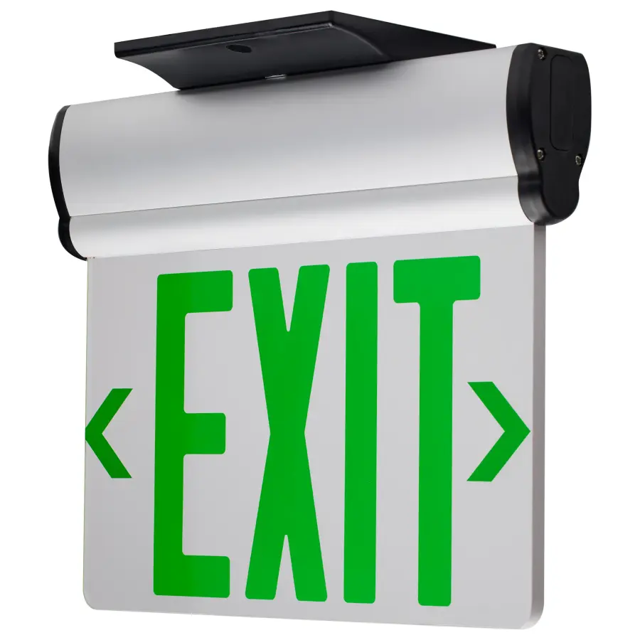 Green LED Edge-Lit Exit Sign with Battery Backup - Image 1