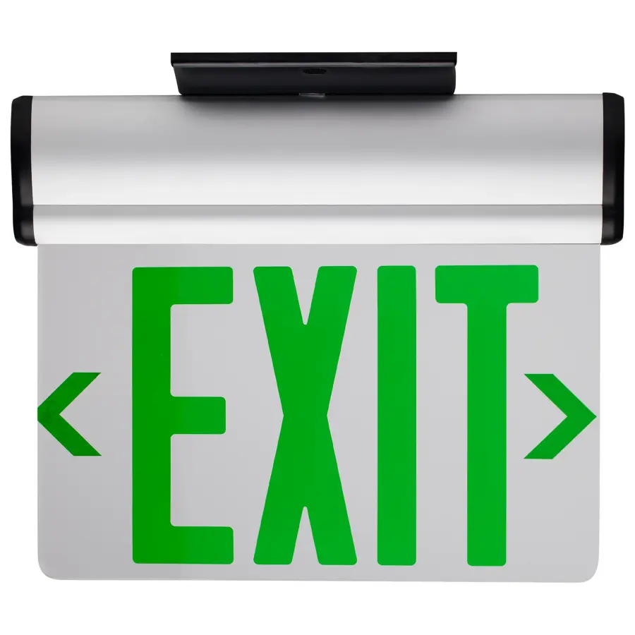 Green LED Edge-Lit Exit Sign with Battery Backup - Image 2