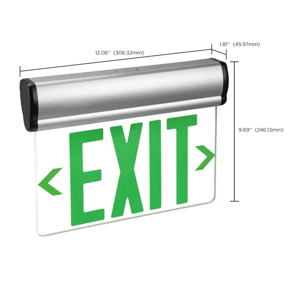 Green LED Edge-Lit Exit Sign with Battery Backup - Image 11
