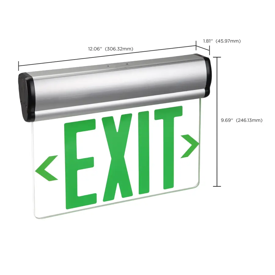 Green LED Edge-Lit Exit Sign with Battery Backup - Image 11